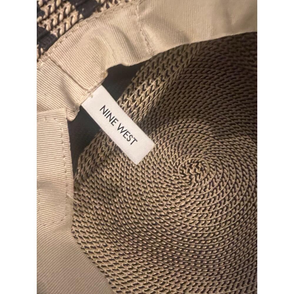 Nine West Women’s Wide Brim Sun Hat Paper Braided Zebra Print Bow - Picture 5 of 6